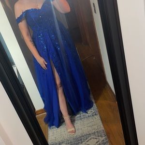 Beautiful blue ball gown prom dress